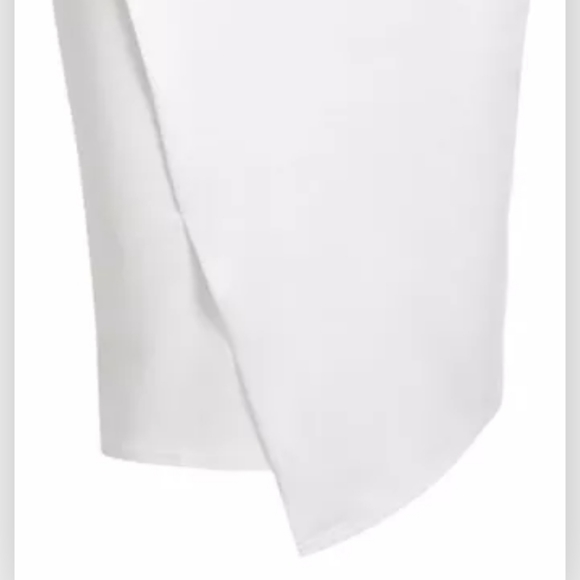 Asymmetric White Ruchet Midi Dress - Picture 4 of 9